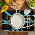 thumbnail image 4 of Turquoise Geometric Placemats Set of 8, Modern Abstract Aesthetic Striped Art Placemats for Dining Table, Place Mats for Kitchen Tabletop, Waterproof Wipeable Dining Table Mats Set, 4 of 9