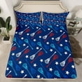 thumbnail image 2 of Manfei Lacrosse Boy Twin Sheet Sets 3pcs, Sports Gaming Twin Fitted Sheet, Navy Blue White Red Flat Sheet, Microfiber Bedroom Decor, 2 of 7