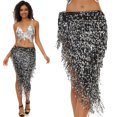 thumbnail image 3 of EDFBUYKRS Female Skirts Womens Skirt Sets 1 Piece Outfits Fall Women's Sequin Triangle Scarf Waist Chain Stage Performance Waist Wrap Fringe Sash Belly Dance Skirt, 3 of 3