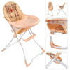 New MTN-G Baby High Chair Infant Toddler Feeding Booster Seat Folding Safety Portable Tan