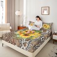 thumbnail image 4 of Homewish Abstract Cheetah Pattern Full Size Sheets,Snake Print Bed Sheets,Country Floral Sunflower Sheet Sets For Girl,Luxury Bedroom Decor,4-Piece, 4 of 7
