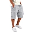 thumbnail image 4 of Homeyce Men's 3/4 Length Cargo Shorts Elastic Waist Big and Tall Below Knee Shorts with Multi-Pockets Long Capri Below the Knee Cargo Shorts Casual Hiking Relaxed Fit Hiking Half Pants,Gray S, 4 of 5