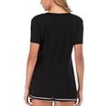 thumbnail image 4 of Conjunto de pijamas de verano para mujer, ropa de dormir a rayas, cuello en V, manga corta, ropa de descanso para el hogar, 4 of 6