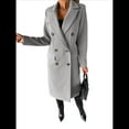 thumbnail image 2 of Abrigo de Lana para Mujer, Gabardina Cruzada, Ropa de Otoño e Invierno. Gris M, 2 of 7