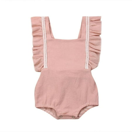 

Newborn Baby Girl Summer Clothes Ruffle Romper