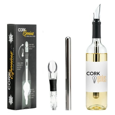 Cork Genius Wine Chiller and Aerator with Perfect-Pour Spout - Stainless-Steel Chill Rod for Quick, Ice-Free Wine Chilling - Built-In Wine Aerator with Easy-to-Clean, Acrylic Non-Drip Pour Spout