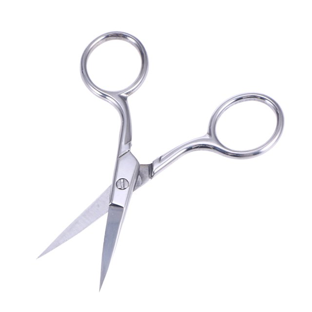 Recortador de vello nasal de acero inoxidable; bigote, cejas, vello facial; tijeras afiladas para recortar pestañas postizas