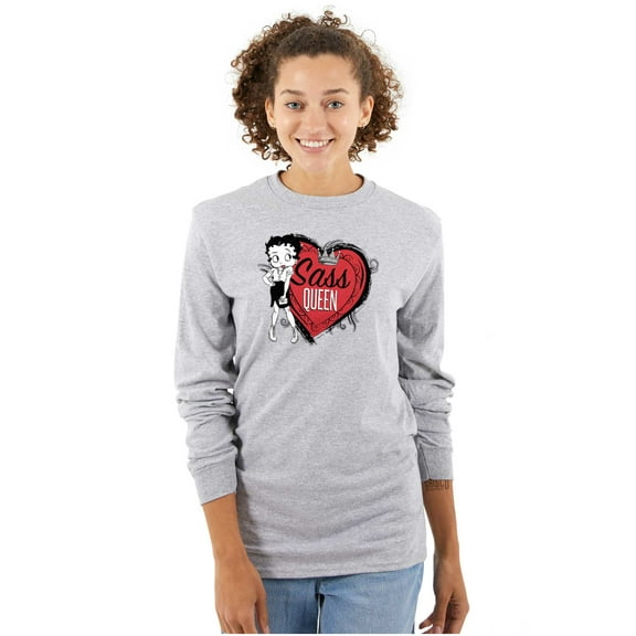 Betty Boop Sass Queen Cartoon Women's Long Sleeve T Shirt Brisco Brands L