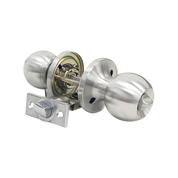 Jessar - Bedroom or Bathroom Door Handle with Lock, Silver