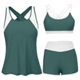 thumbnail image 3 of Busydd 3 Piece Swimsuits for Women Beach Fashion Colorblock Bathing Suits Round Neck Tanks Bras and Shorts Swim Suit S, 3 of 8