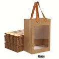 thumbnail image 3 of DEKAXID 12 bolsas de regalo de papel con ventana transparente 9.84”x7.0”x5.12” Bolsas de compras de papel kraft con asas Festivales Suministros para fiestas Marrón/Blanco/Negro Año Nuevo Día de San, 3 of 6