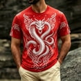 thumbnail image 2 of KHONTS Men's Graphic T Shirt 3D Dragon Printed Short Sleeve Crewneck T-Shirt Summer Animal Theme Cool Lightweight Tops Red XL, 2 of 4