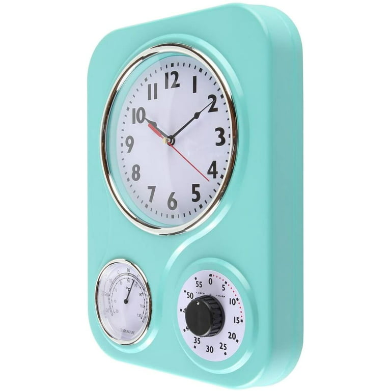 Lily's Home Retro Kitchen Clock with Temperature and Timer (Orange)