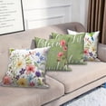 thumbnail image 2 of Spring Floral Green Pillow Cover 16x16 Set of 4,Hummingbird and Butterfly Pillow Cases Couch Cushion for Bedroom Decor, 2 of 6
