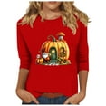thumbnail image 3 of Wiyuqeen Gobble Til You Wobble T-Shirt Womens Crewneck 3/4 Sleeve Thanksgiving Tops Plus Size Fall Graphic Tees Womens Gifts, 3 of 5