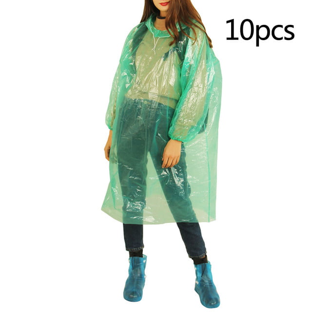 10PCS Disposable Adult Emergency Waterproof Rain Coat Poncho Hiking Camping bs 