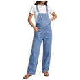thumbnail image 4 of IUYRTFE Women's Adjustable Strap Denim Overalls Loose Fit Maternity Jumpsuit with Pockets, 4 of 4