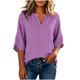 thumbnail image 5 of Neewe Women's Casual Cotton Linen 3/4 Length Sleeve Tops Plain V Neck Shirt Dressy Basic Tshirts 2026 Fashion Clothing S-2XL, 5 of 8