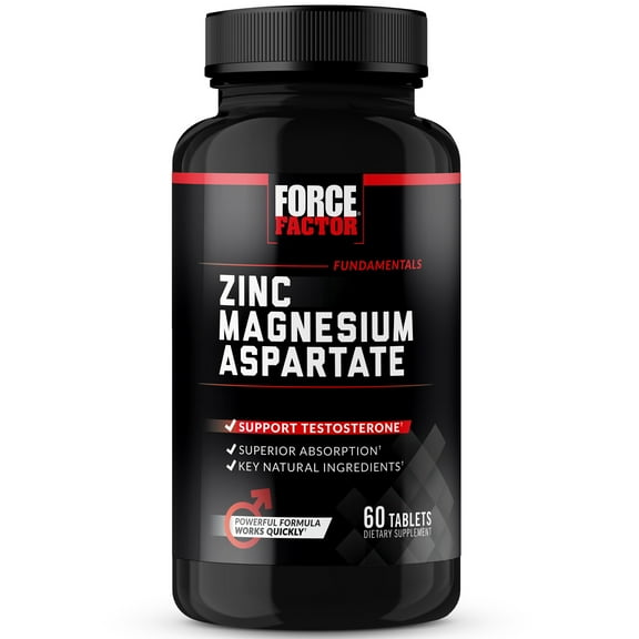 Force Factor Zinc Magnesium Aspartate, ZMA Zinc Magnesium Supplement for Testosterone, Muscle Recovery, Performance & Sleep, 60 Tablets
