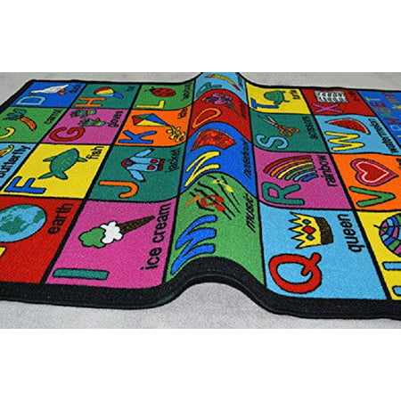 Area Rug Kids Room Play and Learn Carpet Learning Design Play Time Game Room Rugs (ABC