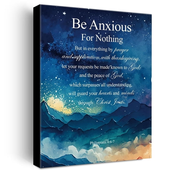 Christian Canvas Wall Art Philippians 4:6-7 Be Anxious for Nothing Canvas Print Positive Scripture Canvas Painting Home Wall Decor poster