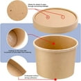 thumbnail image 4 of [25 Sets - 8 oz] Kraft Paper Food Soup Containers with Vented Lids, Microwavable Disposable Food Soup Bowls, Ice Cream Cups, Great for Restaurants - Extra 30 Hand Made Self-adhesive Labels, 4 of 7