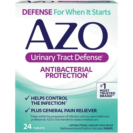 AZO Urinary Tract Defense, Antibacterial Protection & UTI Pain Relief, 24 Ct