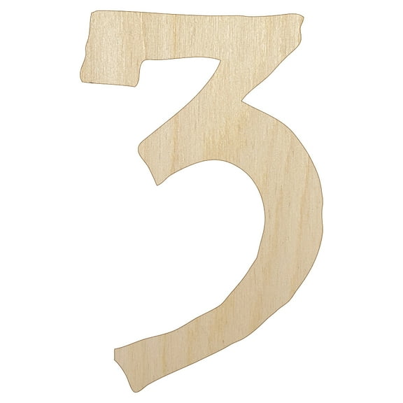 Number 3 Three Cute Typewriter Font Wood Shape Unfinished Piece Cutout Craft DIY Projects - 4.70 Inch Size - 1/8 Inch Thick