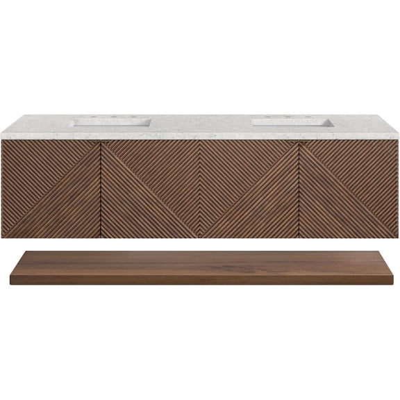 James Martin Vanities D200-V72-CSN-FEJP Marcello 72" Wall Mounted Double Basin Vanity Set