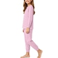 thumbnail image 5 of Mifsaly Two Piece Pajama Set for Girls Boys Plaid Print Long Sleeve Crewneck Pullover Tops and Jogger Pants Kids Lightweight Soft Casual Sleepwear, 5 of 6