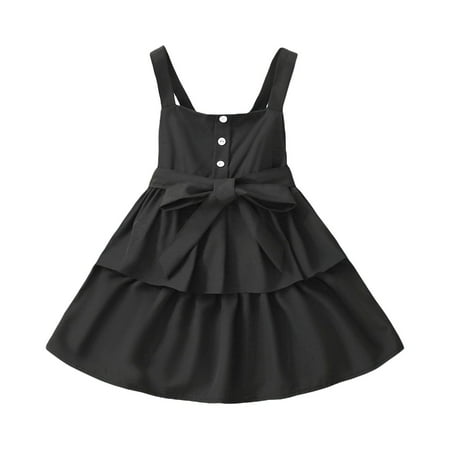 

HIBRO Toddler Girls Casual Strap Dress Multiple Color Solid Color Sleeveless Button Front Belted Summer Camisole Dress Tutus Girls Girls Sleeveless Skater Dress
