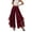 Wine, variant on Women's High-Waisted Chiffon Palazzo Pants with Gold Trim - Tiered Ruffle Wide Leg Trousers, Flowy Boho Culottes for Summer Black L