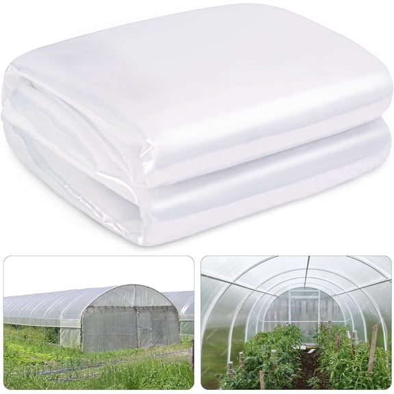Greenhouse Plastic Sheeting, 6.5 x 10 FT 6 mil Clear Greenhouse Film, UV Resistant Plastic Sheeting Heavy Duty, Polyethylene Green House Plastic Cover for Farms, Garden, Agriculture