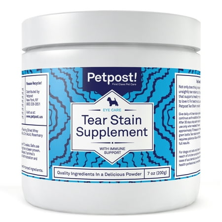 Petpost | Tear Stain Remover Supplement for Dogs - Eyebright & Lutein Powder for Eye Tear Stain Treatment and Immune Support - Maltese, Shih Tzu, and Chihuahua Fur Angels Approved - 200 Grams (7