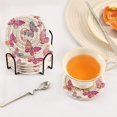 thumbnail image 4 of 6 Pcs Drink Coasters with Holder 3.94in Woven Coasters for Drinks Colorful Butterflies Coaster Set for Protection Table, 4 of 7
