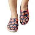 thumbnail image 5 of Womens Halloween Print Slip On Canvas Shoes Round Toe Flat Low Top Holiday Casual Walking Loafers Orange 37, 5 of 7