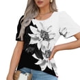 thumbnail image 4 of ChaoHeng Blouses for Women $5 Summer Blouses Plus Size Fashionable Women's Casual Short Sleeved Loose Round Neck Solid Color Top, 4 of 6