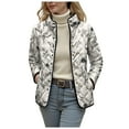 thumbnail image 5 of felwors Women's Reversible Quilted Coat with Vintage Rug Print, Stand Collar Lightweight Outerwear for Fall Winter White, XS, 5 of 8