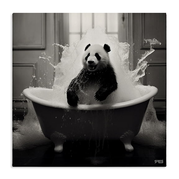 Stupell Industries Glam Panda & Splashing Bathtub Canvas Art, 24 x 24, by RB