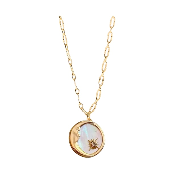 Sol y la Luna Collar de las mujeres de latón chapado en oro 14Kg Monte Clavícula Cadena