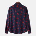 thumbnail image 4 of Hombres Labio Impreso Turndown Collar Botón de Manga Larga Otoño Abajo Camisa Tops Blusa Odeerbi ODB-6, 4 of 9