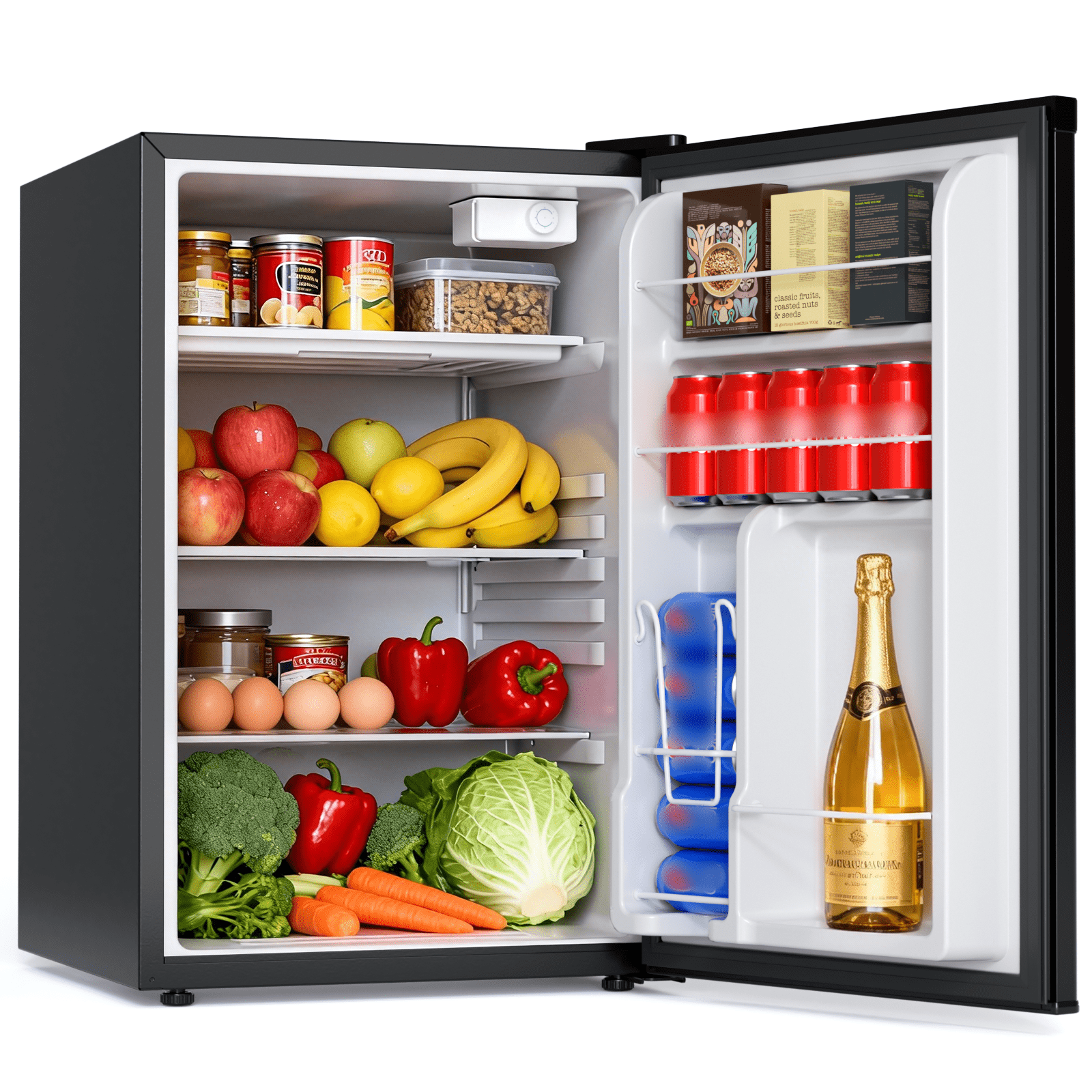 KNDKO 4.4 Cu.Ft Mini Fridge, Apartment Refrigerator with Reversible Door, Adjustable Thermostat for Bedroom Dorm Office Kitchen, Black