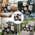 thumbnail image 4 of Throw Pillow Covers, White Daisy Farmhouse 16x16 Pillow Covers for Couch/Sofa/Bed, Garden Floral Honeybees Black Decorative Square Linen Cushion Pillowcase for Home Decor, 4 of 9