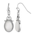 thumbnail image 2 of 1928 Jewelry Crystal And White Cats Eye Oval Drop Earrings, 2 of 4