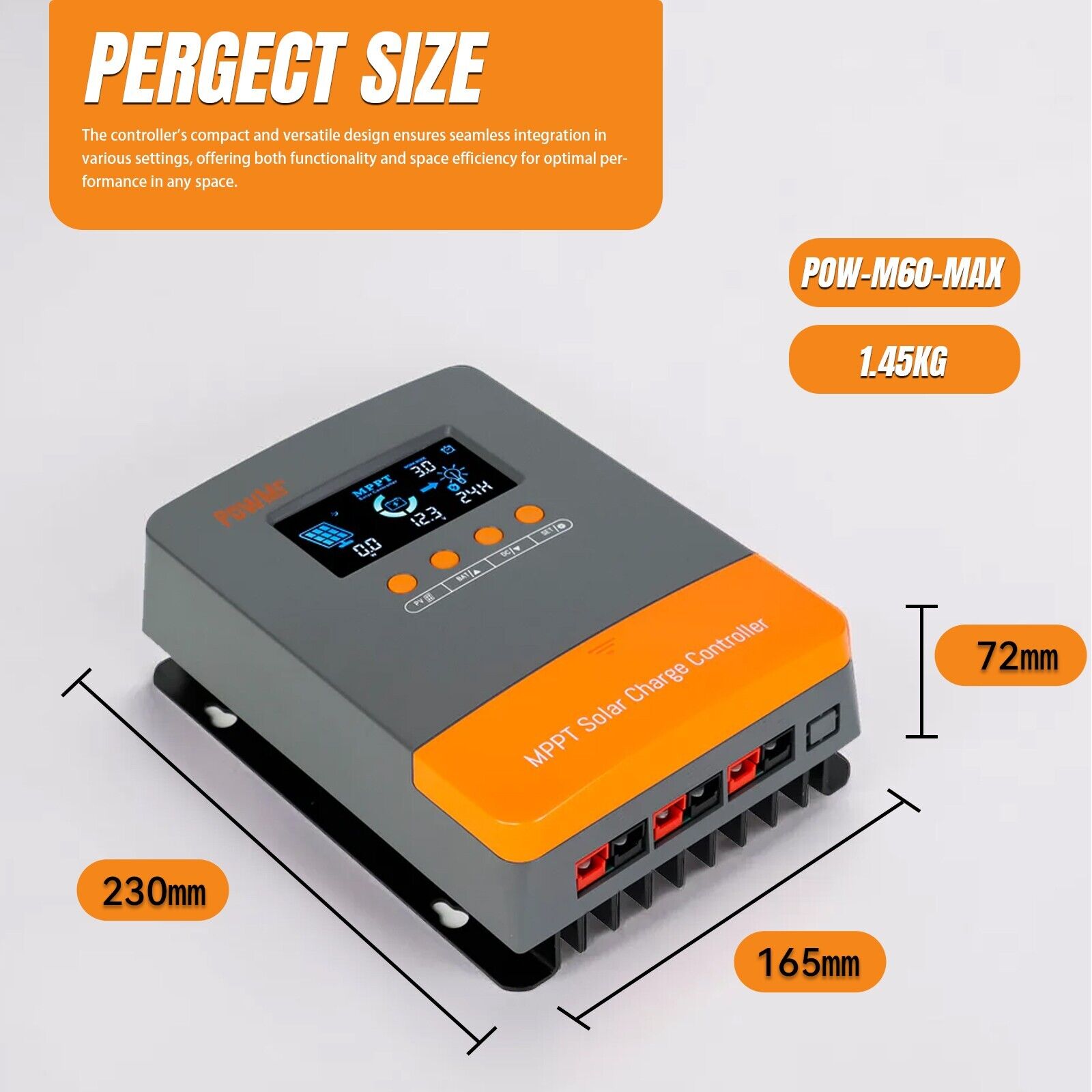 PowMr 60A MPPT Solar Charge Controller 12V 24V 36V 48V PV 160V Battery Regulator