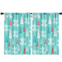 Blackout Kids Curtains,Turquoise Christmas Tree Pattern Childrens Insulated Curtains Set Of 2,Bedroom Essentials,Toddler Room Decor 42"x63"
