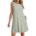thumbnail image 2 of Kukoosong Summer Casual Sleeveless Crew Neck Striped Dress for Women with Loose Fit Breathable Knee-Length Dresses, 2 of 6