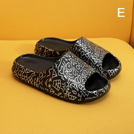 

Graffiti Couple Pattern Fish Mouth Slippers Thick Soft Sole Cartoon Slippers Women Men New