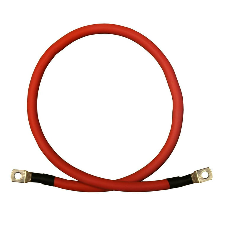Windy Nation 4/0 Gauge Red + Black Pure Copper Inverter Cables (5 ft, 3/8 inch in. and 5/16 inch in. and Lugs Both Ends) Electrical Wire