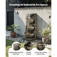thumbnail image 2 of KFFKFF Outdoor Water Fountain, 35.63-Inch Tall 4-Tier Cascading Design with LED Light and Pump, Modern Block Stack Style for Garden, Patio, Backyard, or Indoor Spaces, 2 of 9